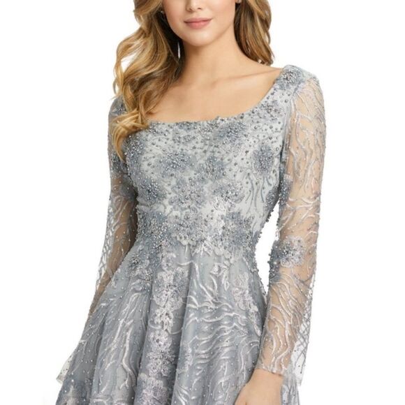 Mac Duggal Jewel Encrusted Long Sleeve Square Neck Gown 20285 NWT - Picture 6 of 9